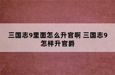 三国志9里面怎么升官啊 三国志9怎样升官爵